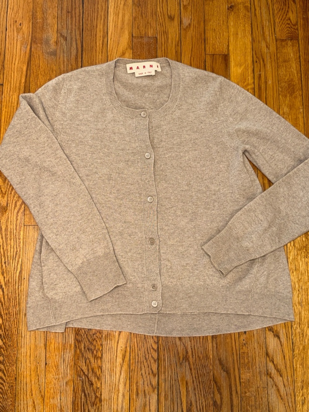Marni light beige 100% cashmere button down cardigan high low made in Italy 40